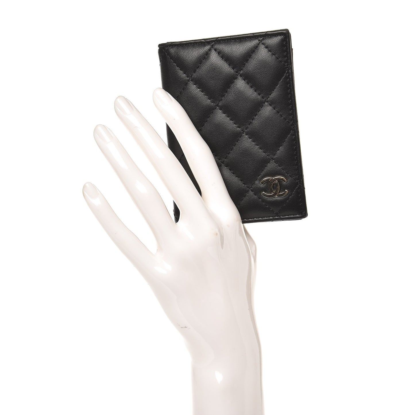 Lambskin Quilted Card Holder Wallet Black