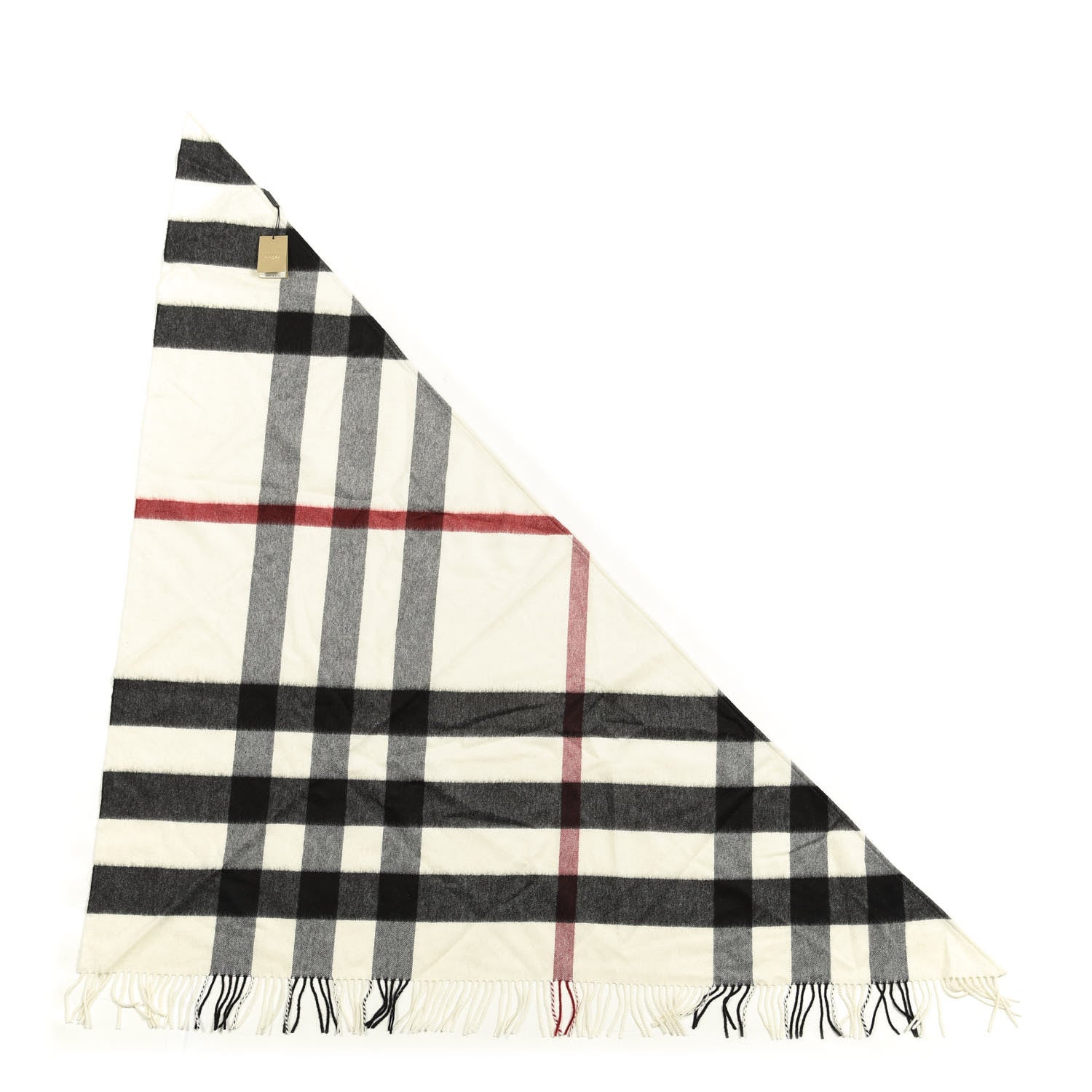 Burberry Cashmere Half Mega Check Bandana Scarf Natural White 1 of 2