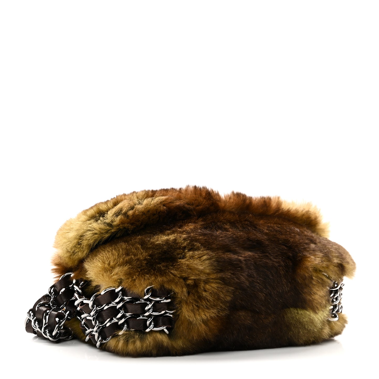 Rabbit Fur Chain Flap Brown