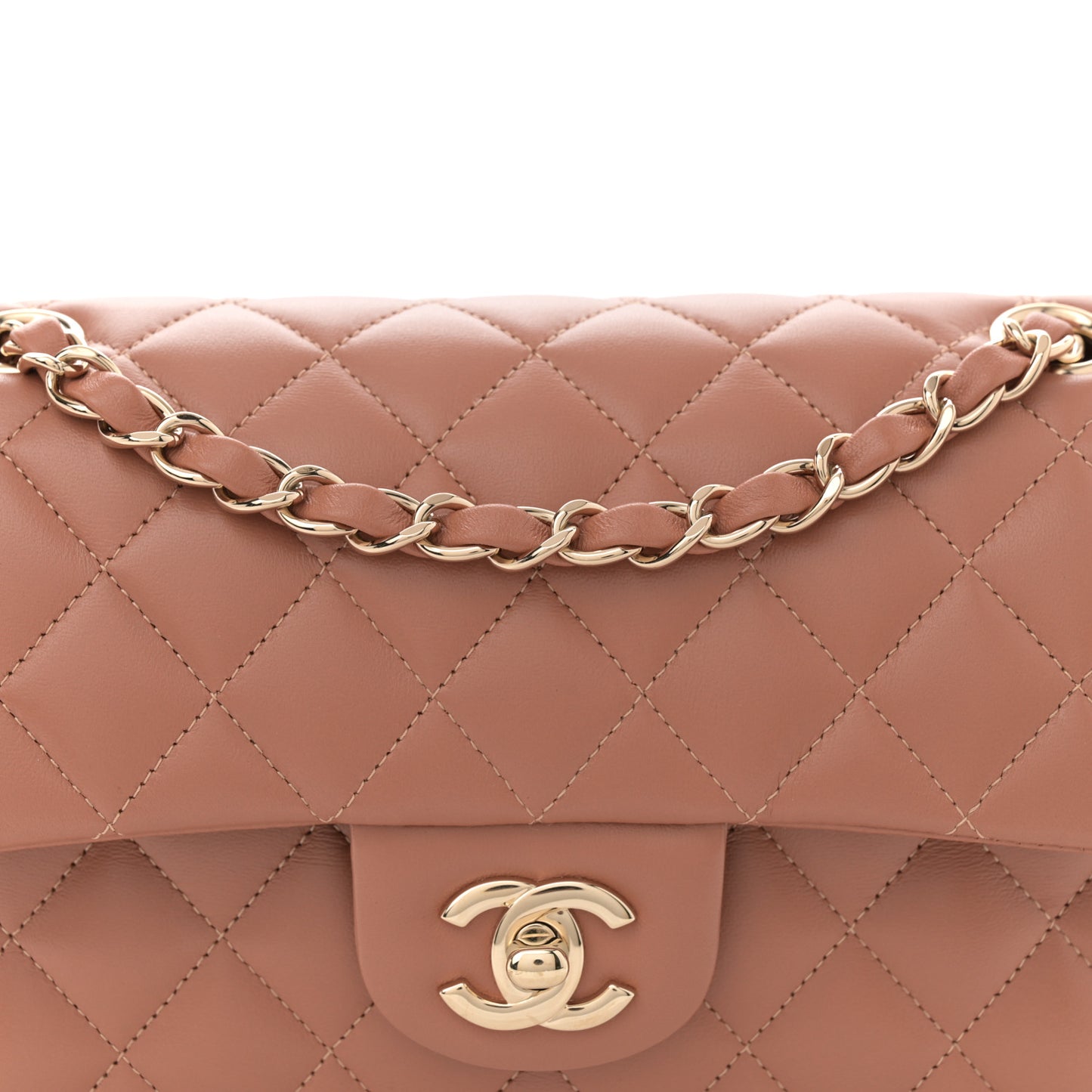 Lambskin Quilted Small Double Flap Brown