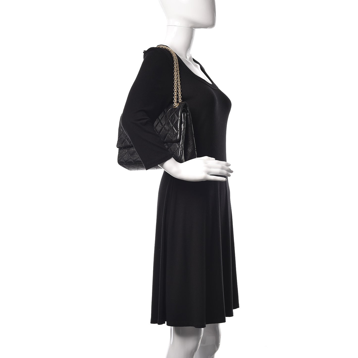 Aged Calfskin Quilted 2.55 Reissue 226 Flap Black