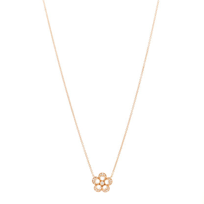 Tiffany 18K Rose Gold Diamond Small Enchant Garden Rose Cut Flower Pendant Necklace 1 of 4