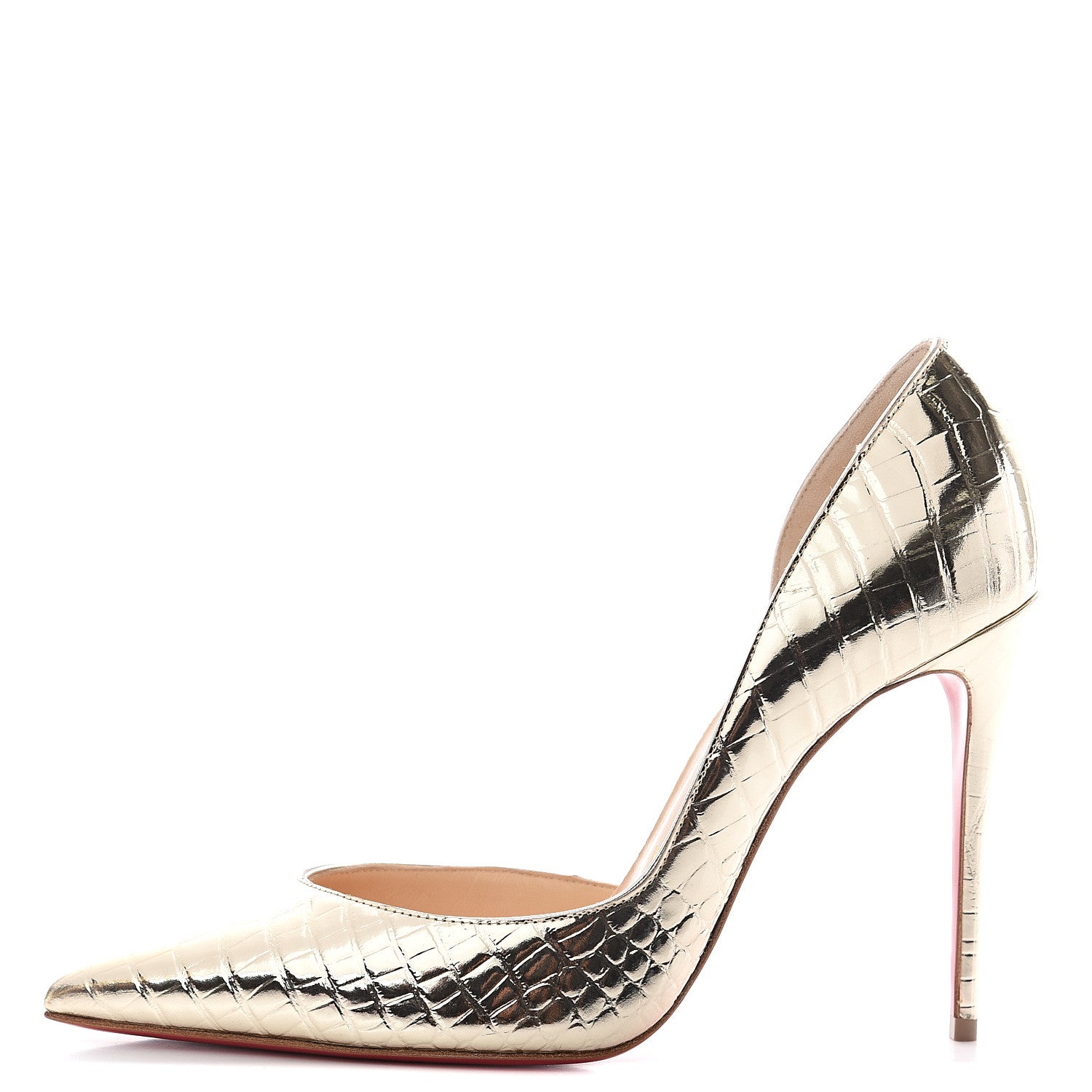 Christian Louboutin Metallo Cocco Iriza 100 Pumps 38 Platine 1 of 7