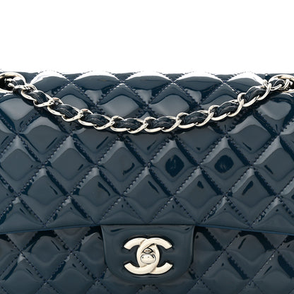 Chanel Patent Quilted Medium Double Flap Navy 8 of 13