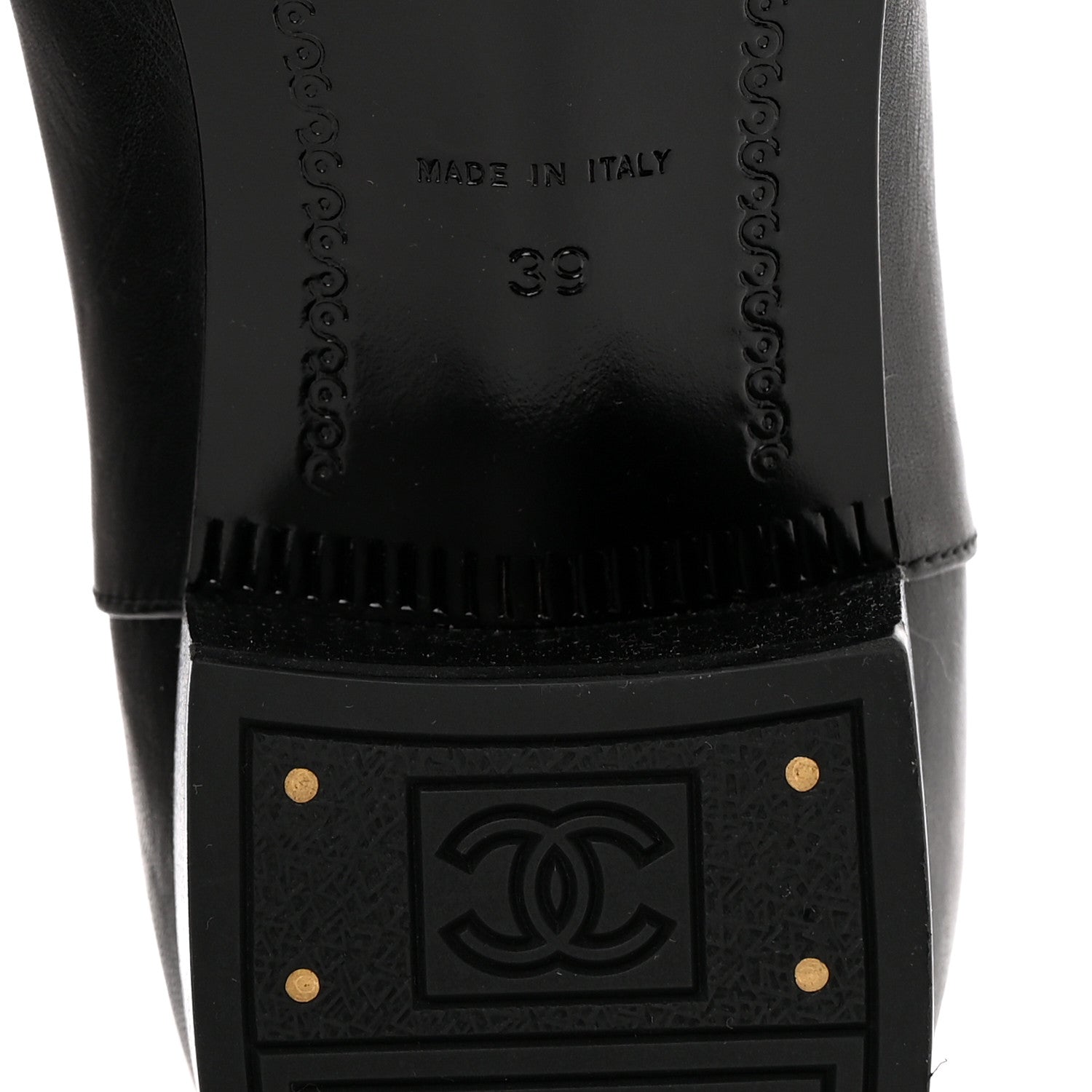 Chanel Calfskin CC Logo Mid Calf Boots 39 Grey Black 6 of 10