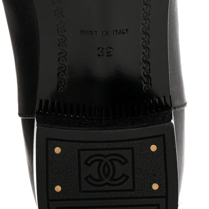 Chanel Calfskin CC Logo Mid Calf Boots 39 Grey Black 6 of 10