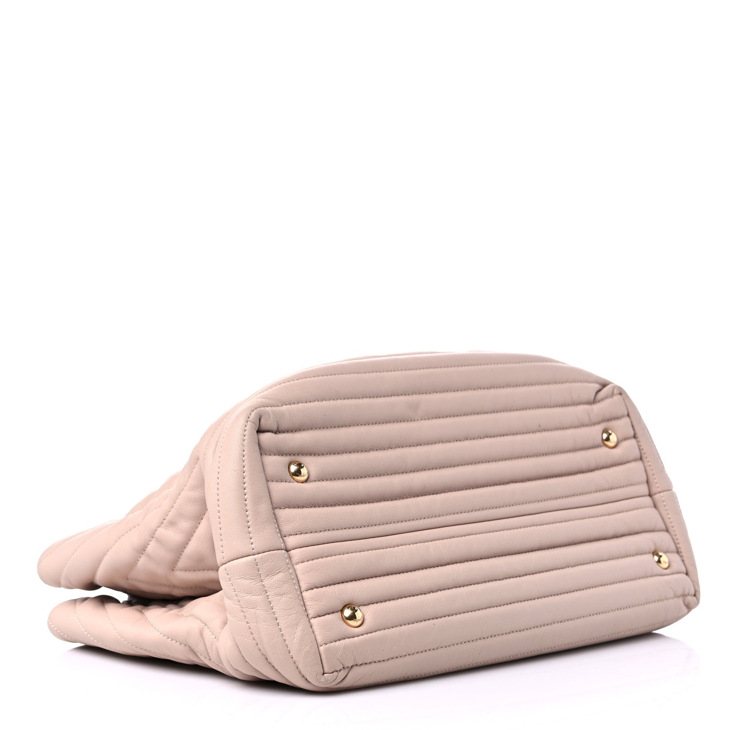 Salvatore Ferragamo Calfskin Chevron Quilted Vara Bow Chain Tote Light Pink 4 of 13