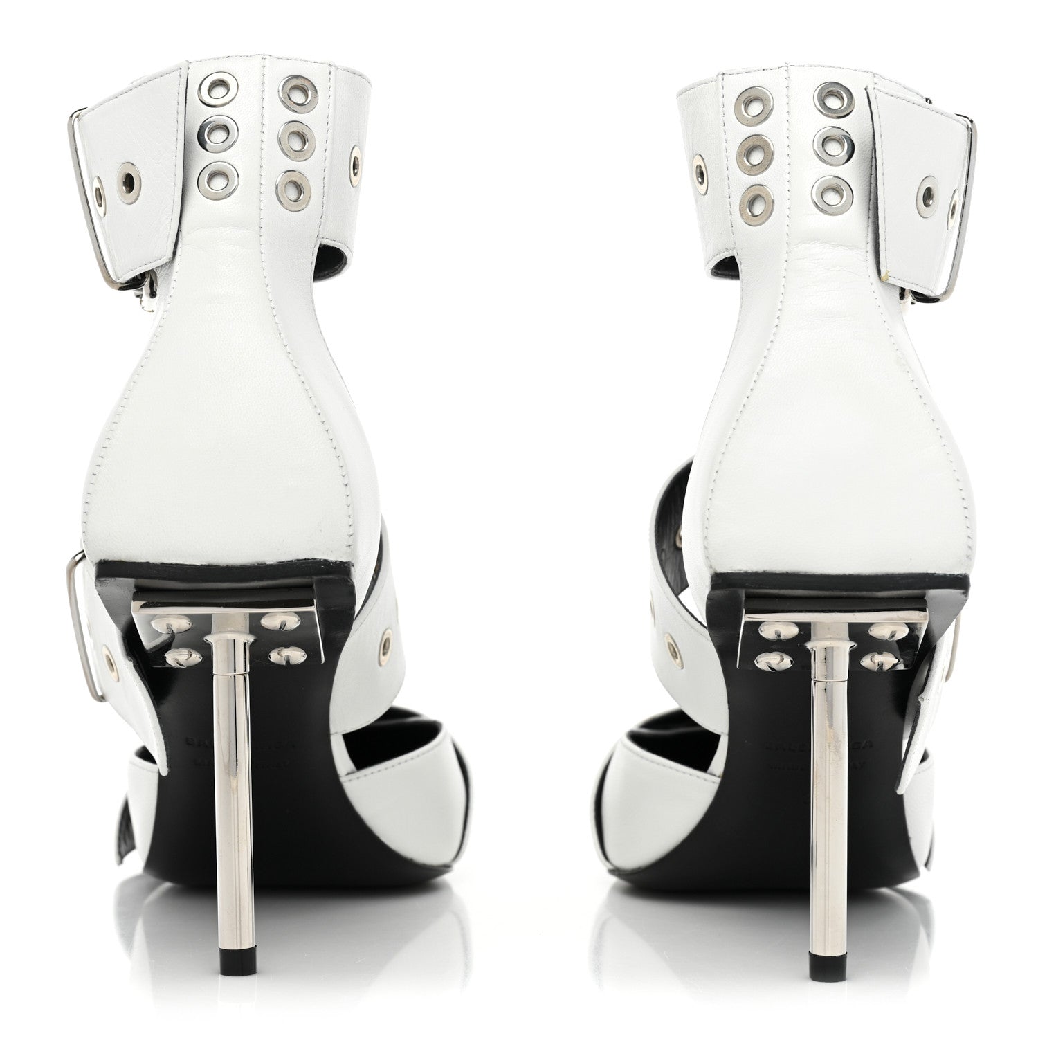 Balenciaga Shiny Kidskin Point Toe Buckle Pumps 38 White 4 of 12