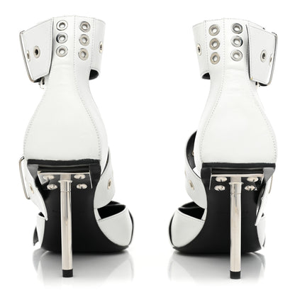Balenciaga Shiny Kidskin Point Toe Buckle Pumps 38 White 4 of 12