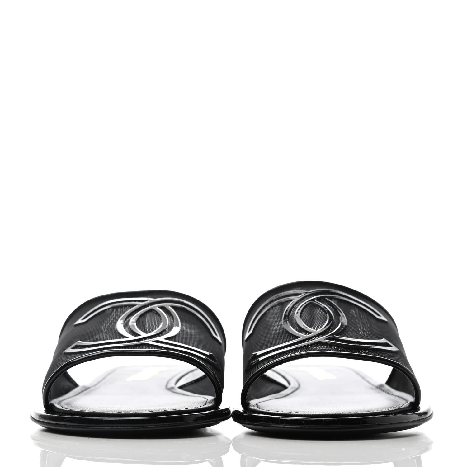 Chanel Mesh Patent Calfskin CC Mules 39 Black 2 of 4