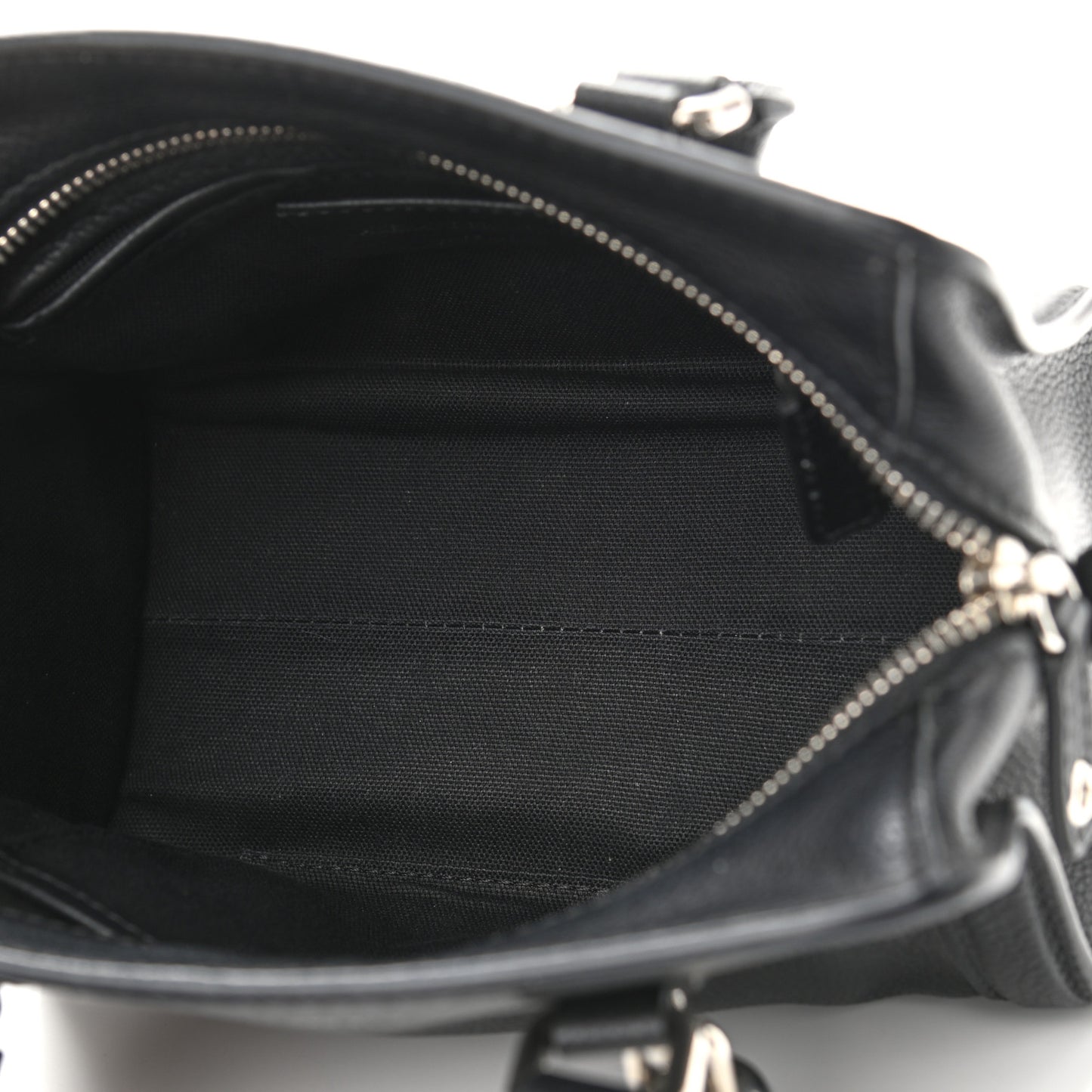 Pebbled Calfskin Mini Skull Padlock Zip Around Tote Black