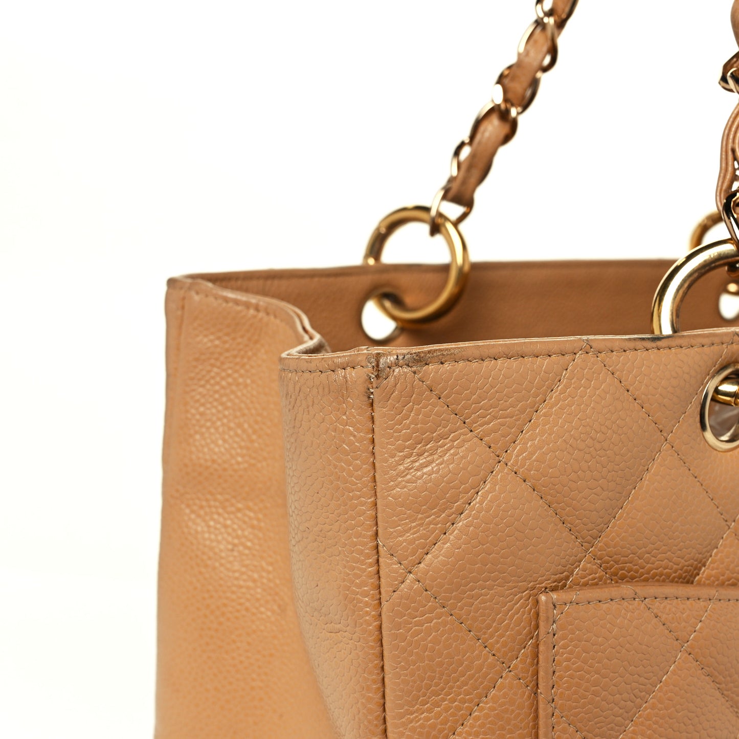 Caviar Quilted Grand Shopping Tote GST Beige