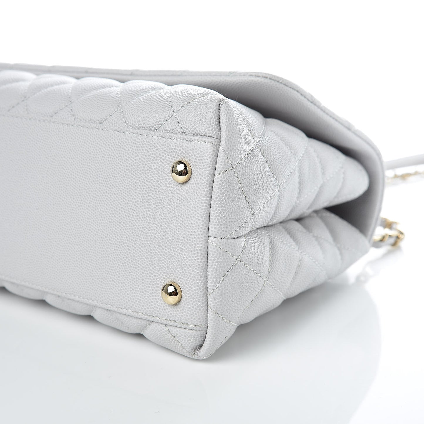 Caviar Quilted Small Coco Handle Flap Light Grey