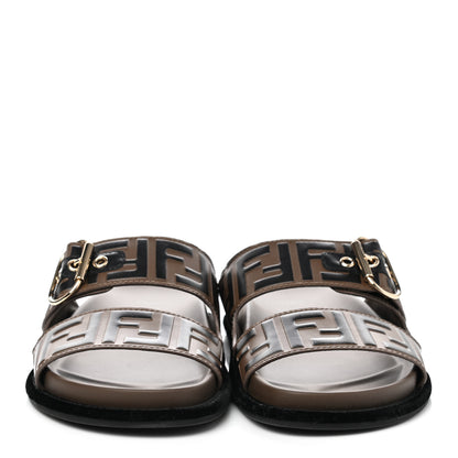 Fendi Calfskin FF Embossed Slide Sandals 39 Maya Black 2 of 8