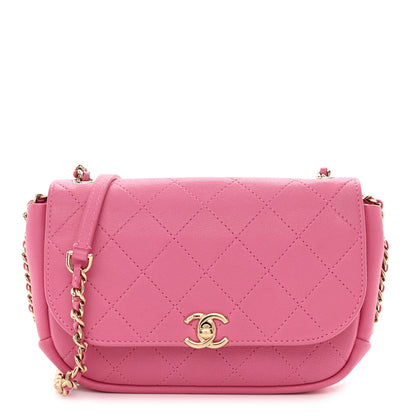 Chanel Goatskin Stitched Casual Trip Single Flap Pink 1 of 8