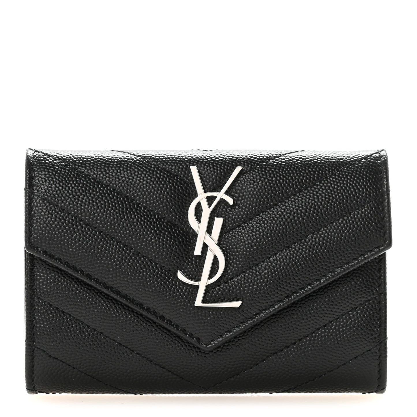 Grain De Poudre Matelasse Chevron Small Monogram Envelope Wallet Black