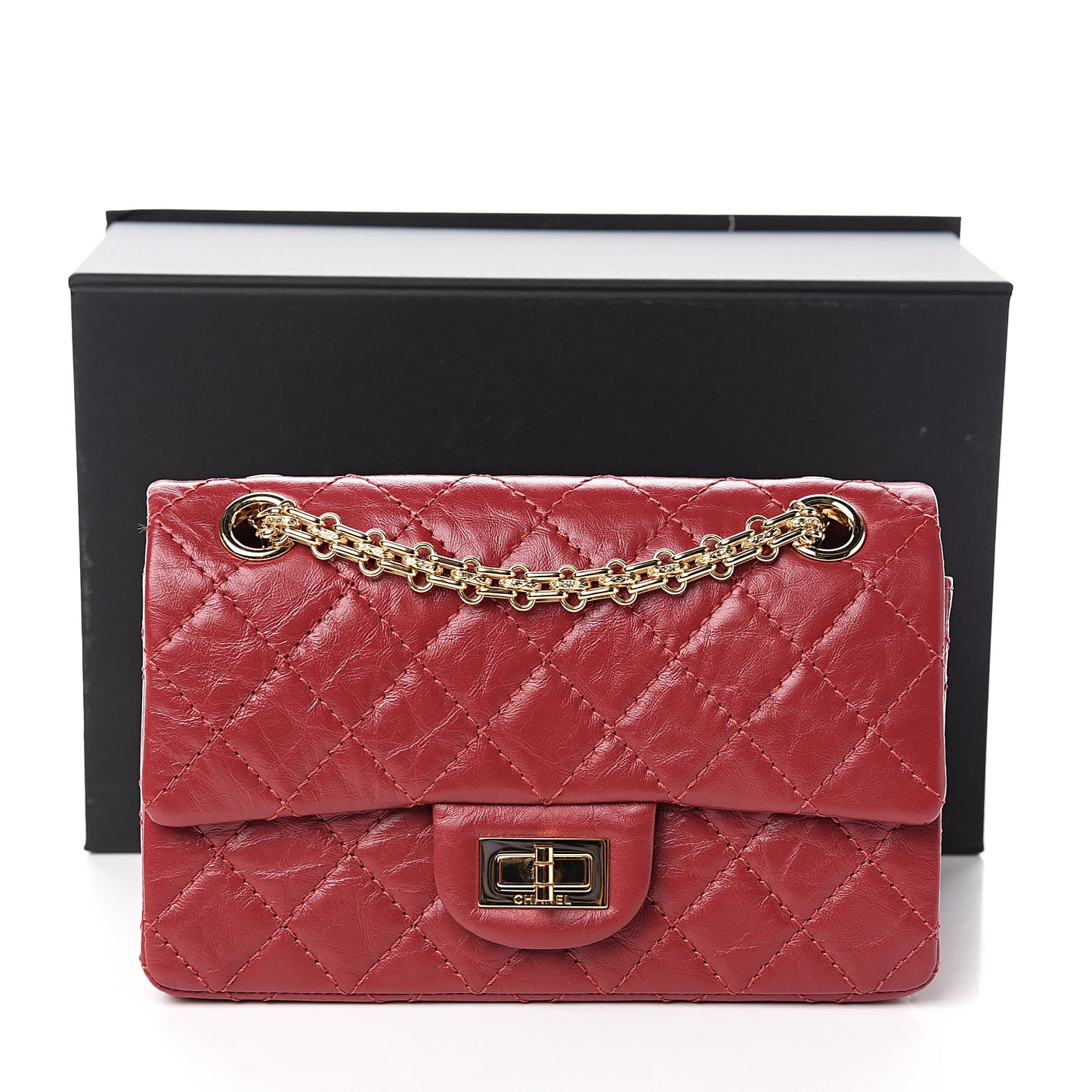 Aged Calfskin Quilted 2.55 Reissue Mini Flap Red
