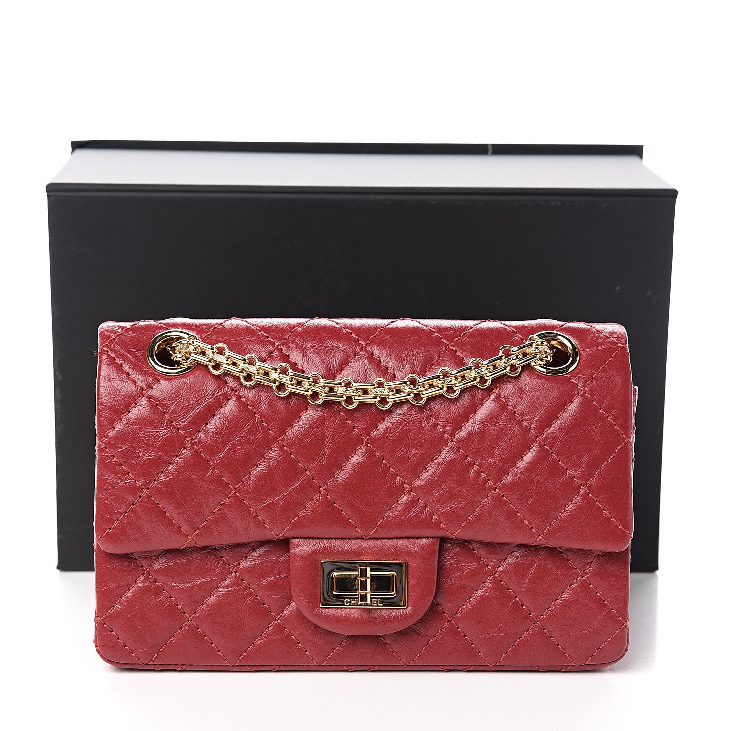 Chanel Aged Calfskin Quilted 2.55 Reissue Mini Flap Red 10 of 10