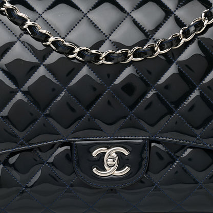 Chanel Patent Quilted Maxi Single Flap Navy Blue 7 of 10