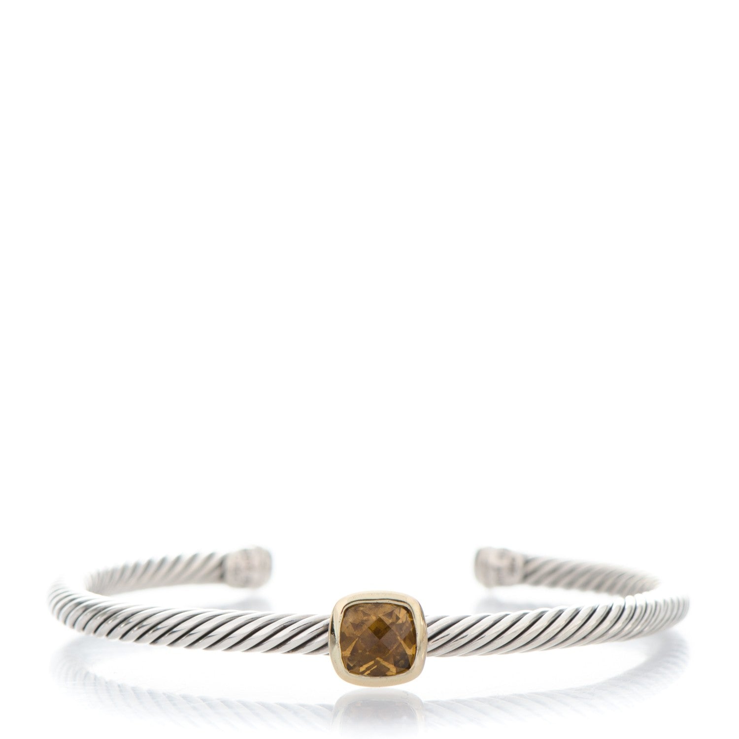 David Yurman Sterling Silver 18K Yellow Gold Citrine 4mm Albion Cable Bracelet 1 of 4