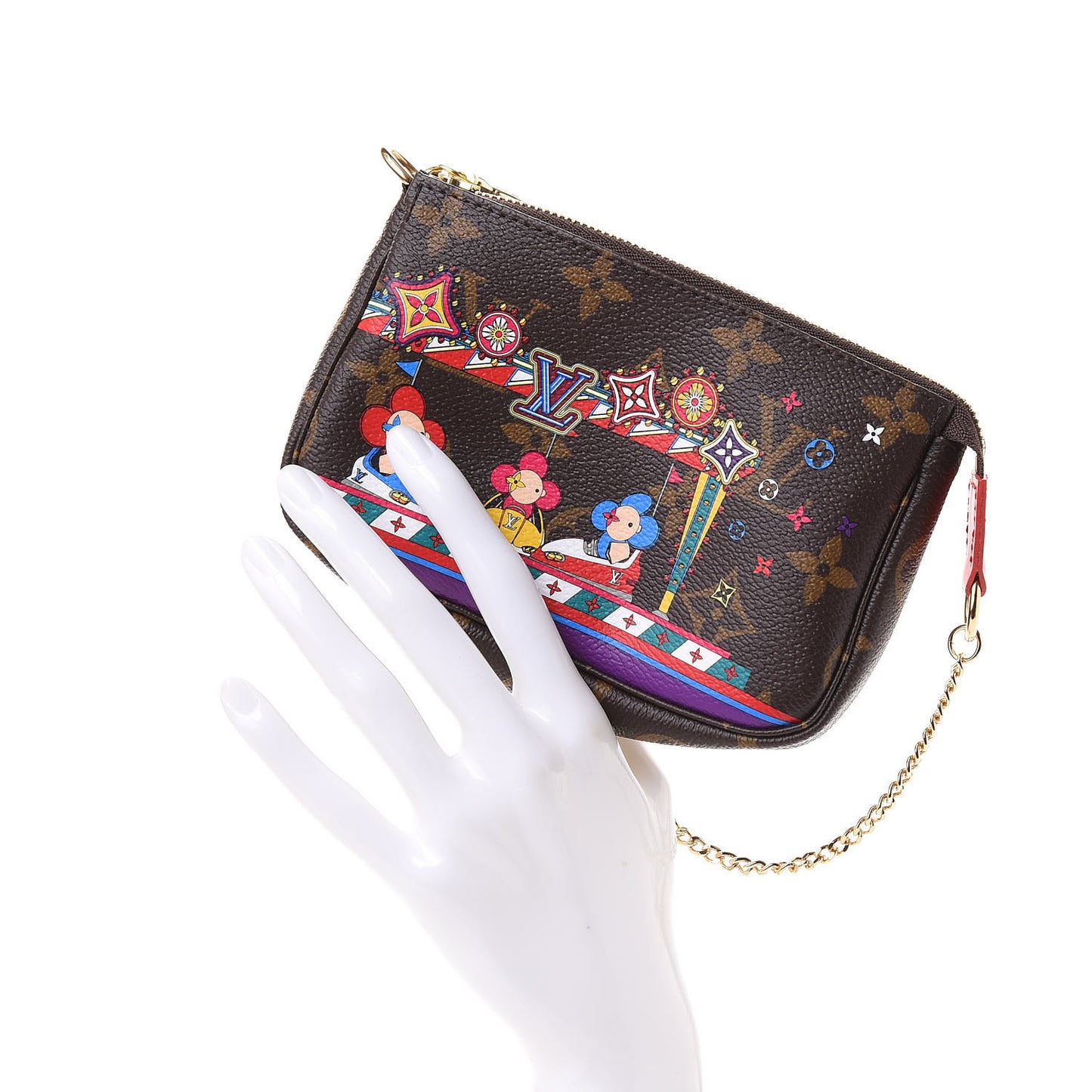 Monogram 2020 Christmas Animation Bumper Cars Mini Pochette Accessories Coquelicot