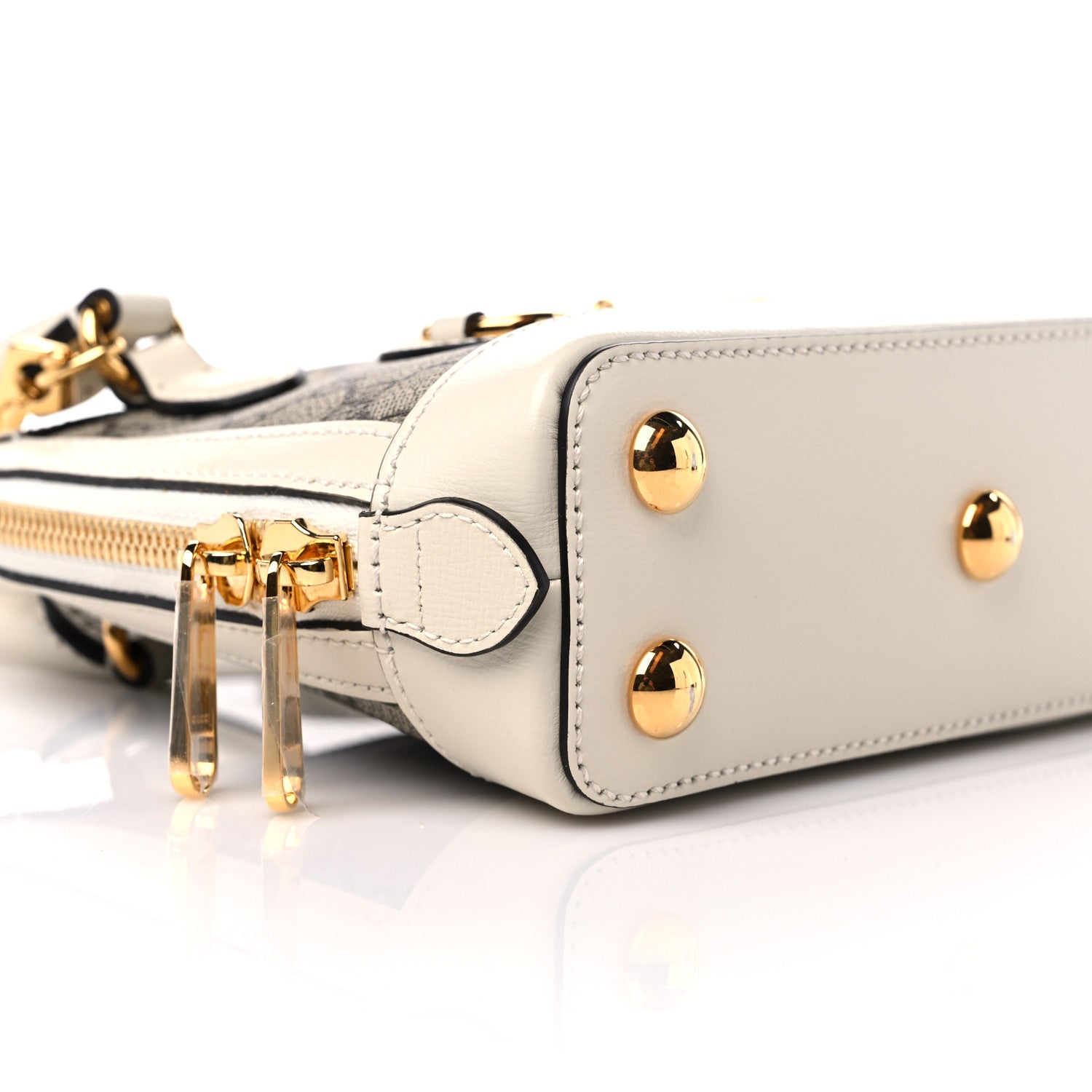 Gucci GG Supreme Monogram Azalea Calfskin Mini Horsebit 1955 Top Handle Bag Beige Ebony Mystic White 9 of 13