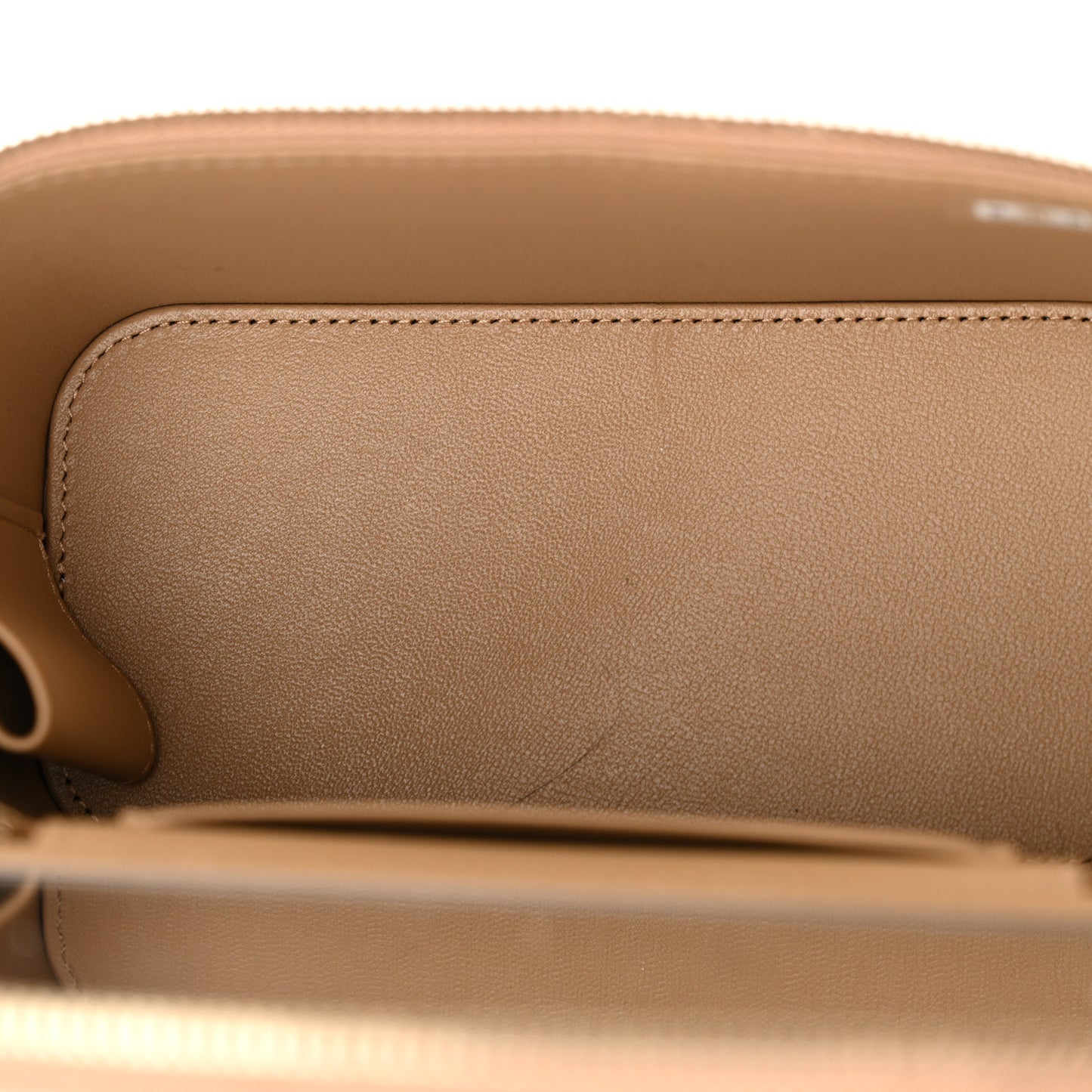Lambskin Quilted Metal Small Top Handle Vanity Case With Chain Beige