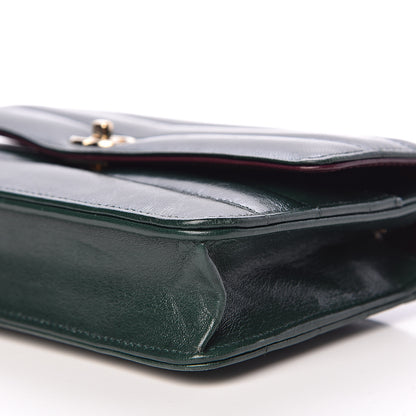 Chanel Lambskin Chevron Quilted Wallet On Chain WOC Dark Green 6 of 12