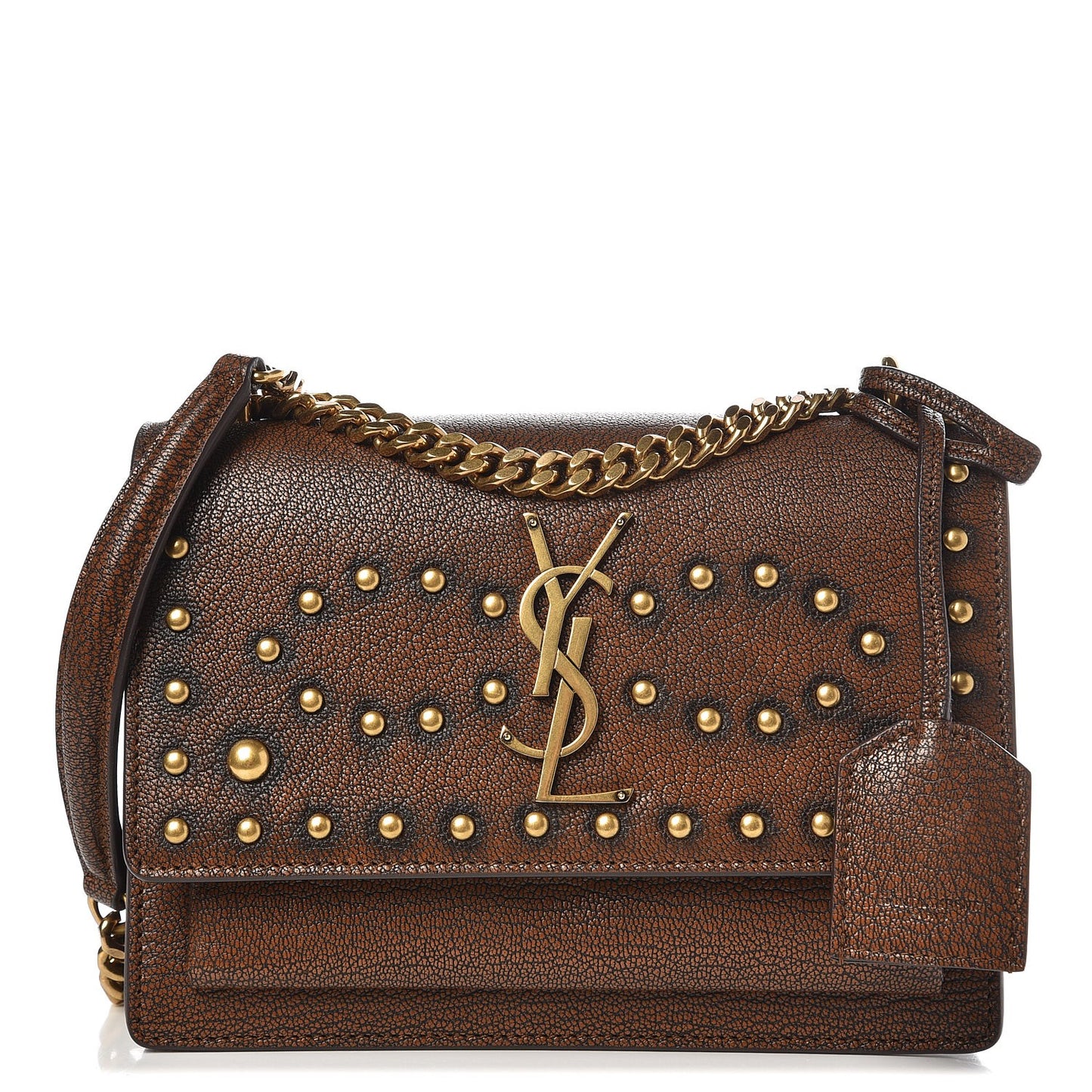 Calfskin Studded Small Monogram Sunset Brown