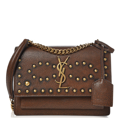 Saint Laurent Calfskin Studded Small Monogram Sunset Brown 1 of 7