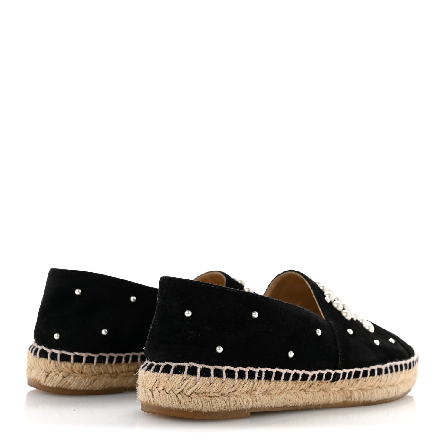 Chanel Suede Pearl CC Espadrilles 37 Black 5 of 10