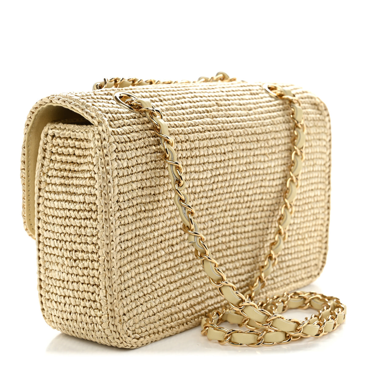 Chanel Braided Raffia Small Coco Beach Flap Beige 3 of 11