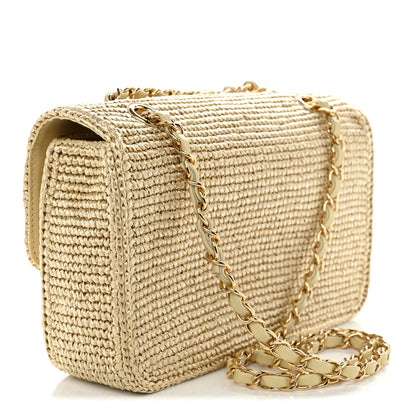 Chanel Braided Raffia Small Coco Beach Flap Beige 3 of 11