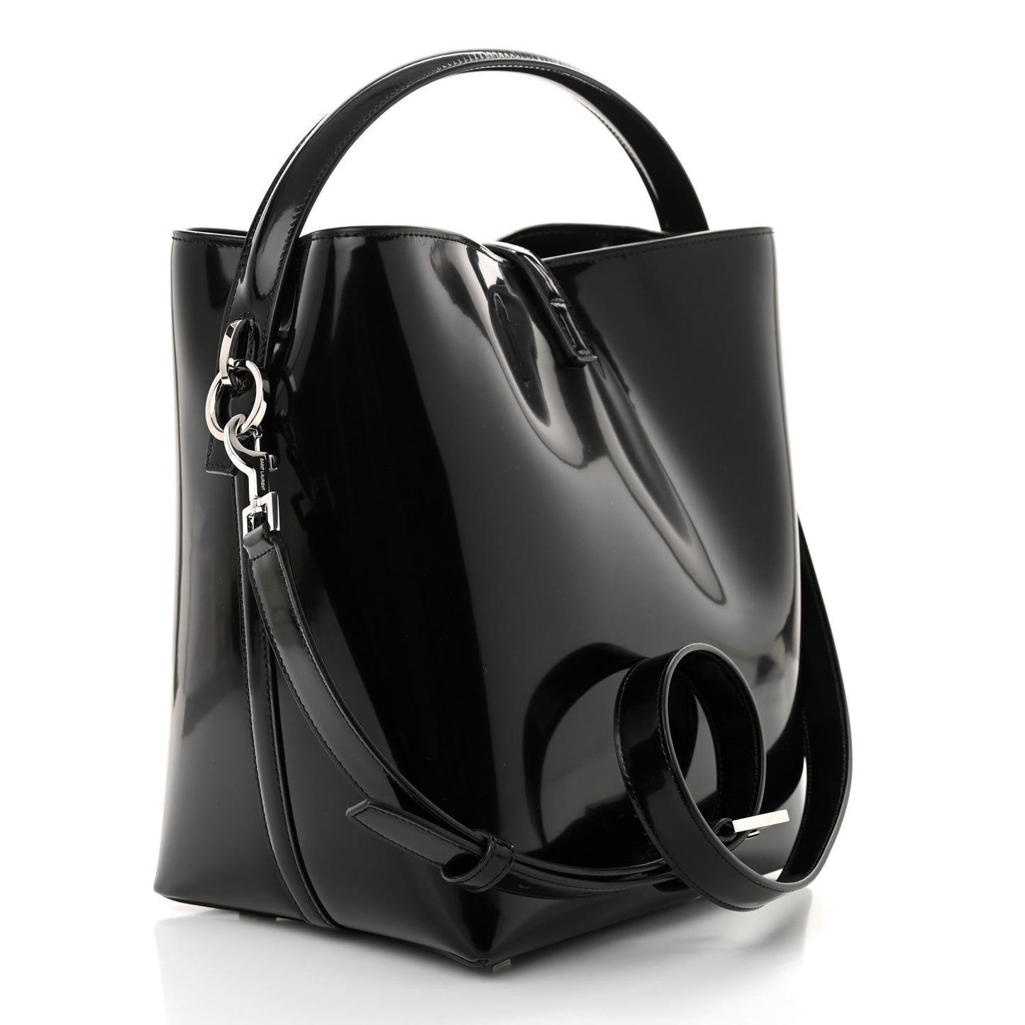 Patent Calfskin Le 37 Bucket Bag Black