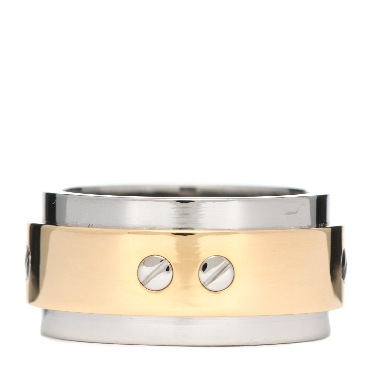 Cartier 18K Yellow Gold Stainless Steel 12mm Santos Ring 63 10.5 3 of 4
