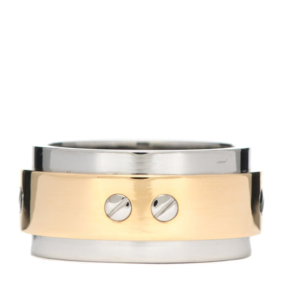 Cartier 18K Yellow Gold Stainless Steel 12mm Santos Ring 63 10.5 3 of 4