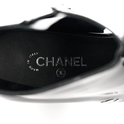 Chanel Patent Calfskin Short Ankle Boots 37.5 Black Navy Blue 6 of 8