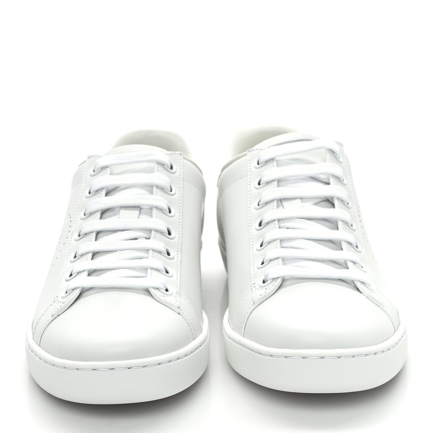 Calfskin Interlocking G Perforated Womens Ace Sneakers 36 White Grey Sky