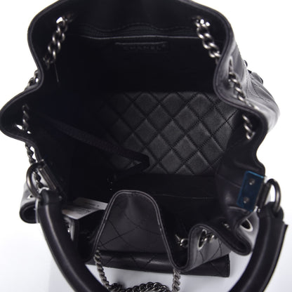 Chanel Calfskin Stitched Large Urban Luxury Drawstring Backpack Black 5 of 8