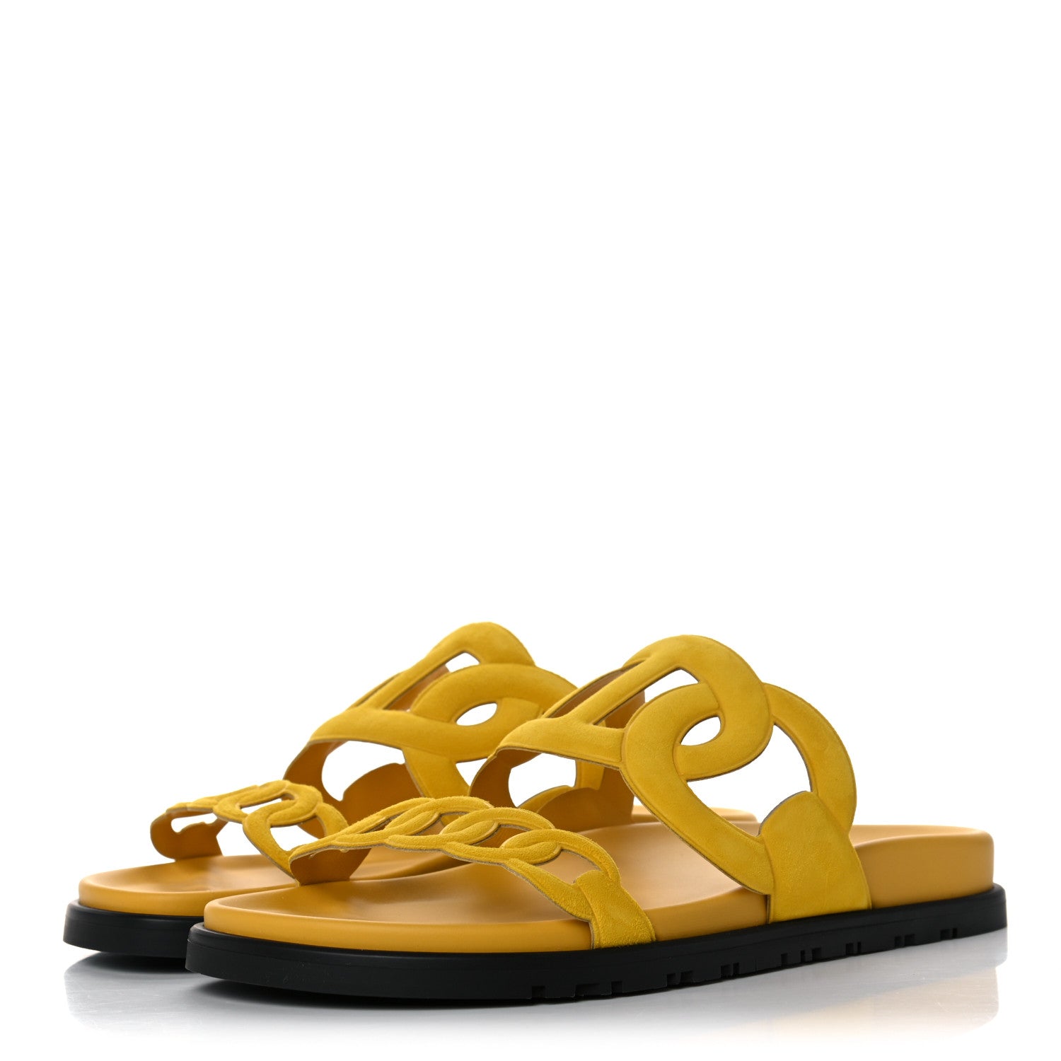 Hermes Suede Goatskin Extra Sandals 38 Jaune Sable 3 of 9