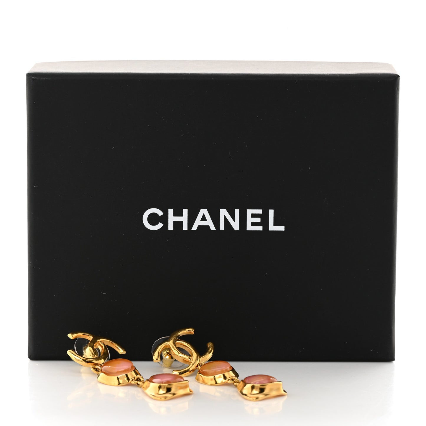 Metal Resin CC Drop Earrings Gold Pink Orange