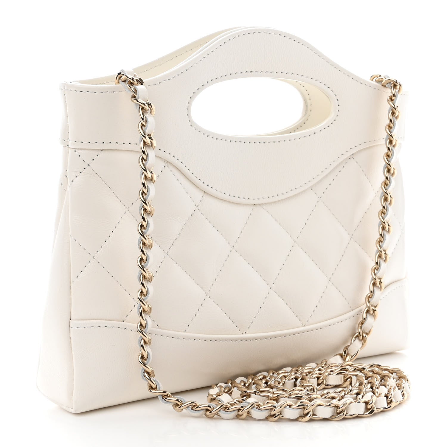 Chanel Shiny Crumpled Calfskin Quilted Nano 31 Shopping Bag White 3 of 11
