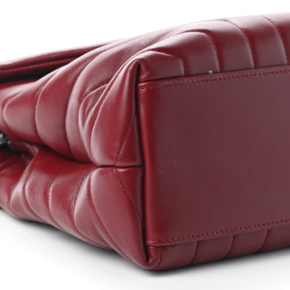Saint Laurent Calfskin Y Quilted Monogram Medium Loulou Chain Satchel Red 6 of 7