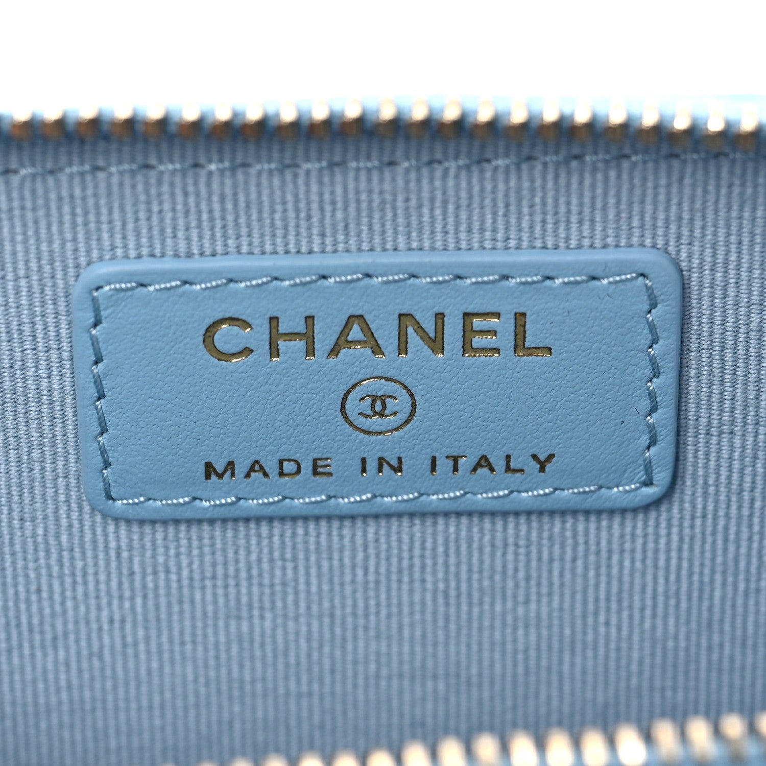 Chanel Caviar Quilted Zipped Key Holder Case Light Blue 6 of 7
