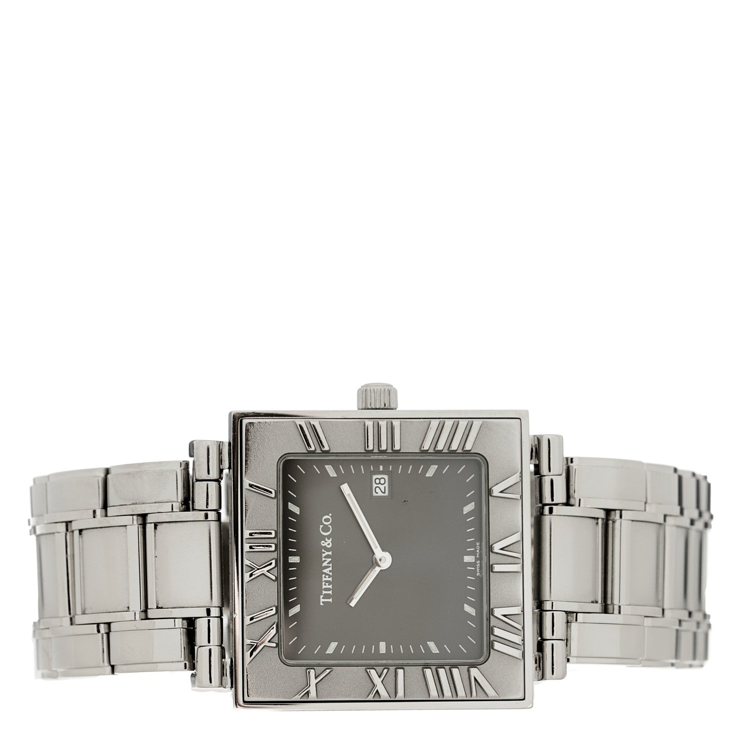 Tiffany Stainless Steel 28mm Atlas Square Quartz Watch Grey 2 of 5