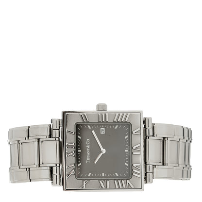 Tiffany Stainless Steel 28mm Atlas Square Quartz Watch Grey 2 of 5