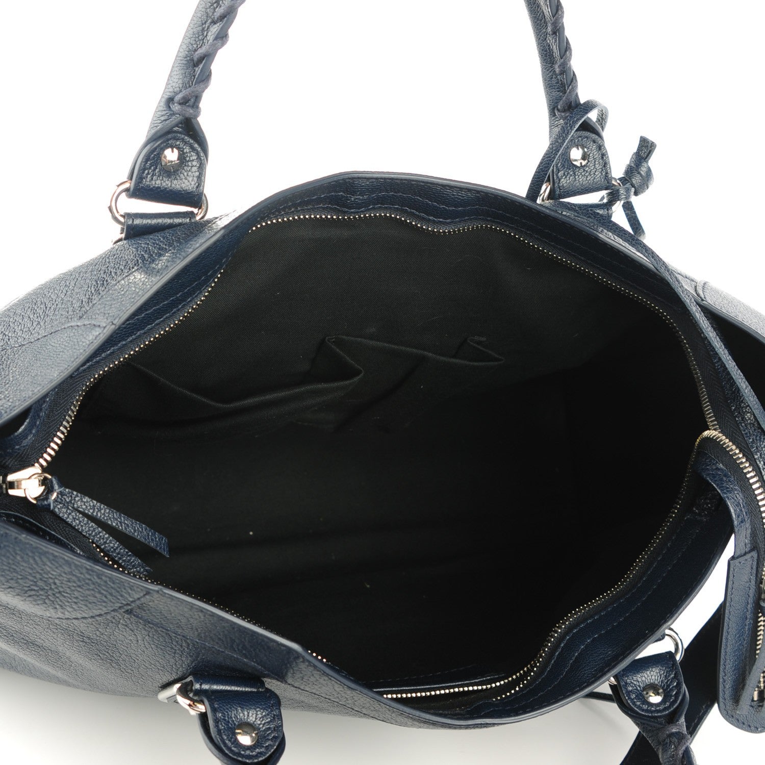 Balenciaga Chevre Silver Metallic Edge Hardware City Bleu Nuit Dark Sea 5 of 7