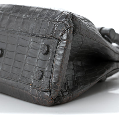 Nancy Gonzalez Metallic Crocodile Top Handle Shoulder Bag Anthracite 9 of 10