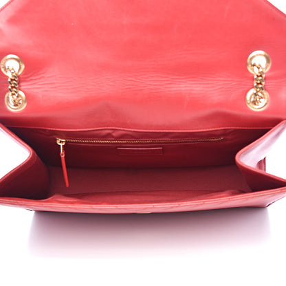 Saint Laurent Lambskin Matelasse Chevron Large Monogram Satchel Red 5 of 20