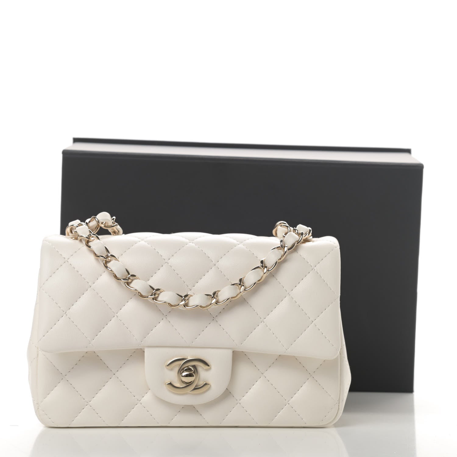 Chanel Lambskin Quilted Mini Rectangular Flap White 11 of 11